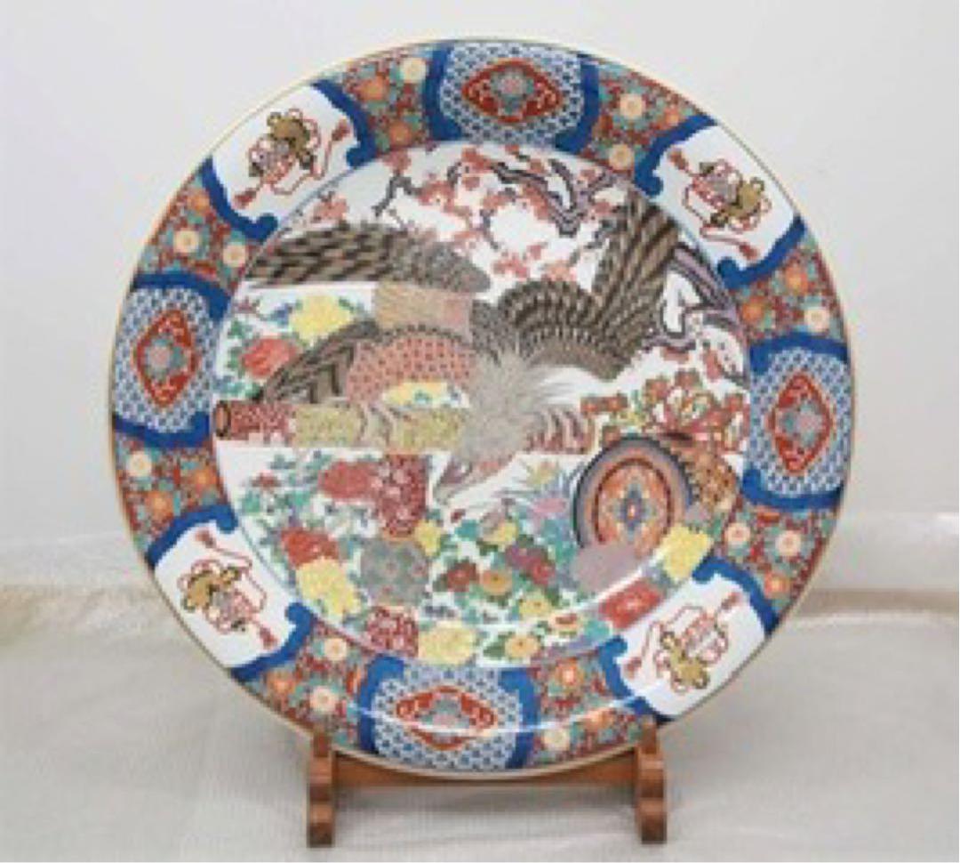 有田焼染付、3尺大皿、神右衛門作 有田焼 染付山水絵 神右衛門作 伝統