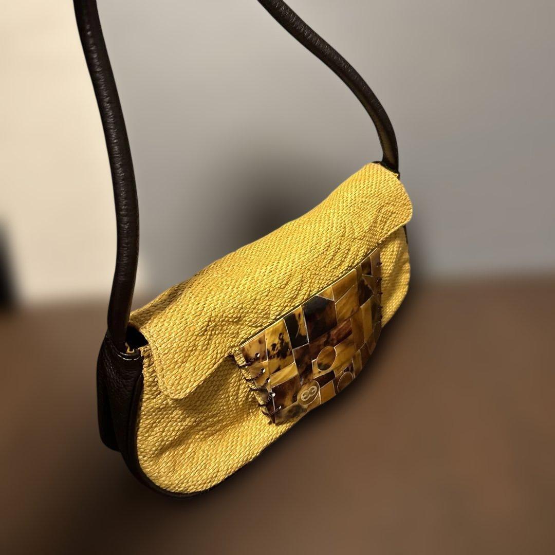 ショップガール　ESCADA イエローストローショルダーバッグ