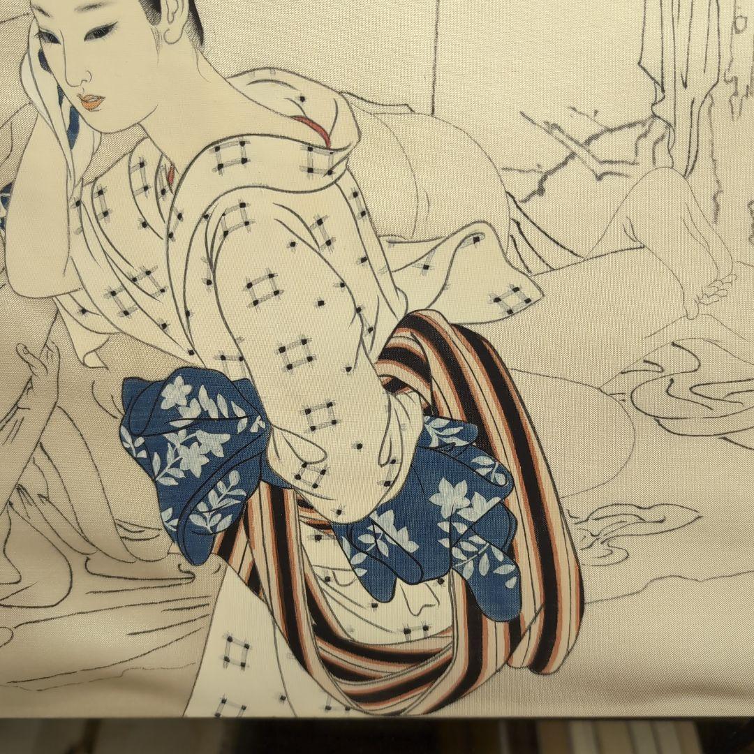 淡い色合いの日本画 人物画 浮世絵ベース 額装 - メルカリ