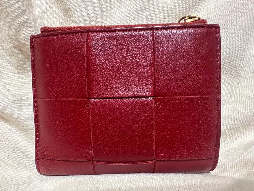 ボッテガヴェネタ カセット 二つ折り 財布 スモール レッド 赤 ミニ財布