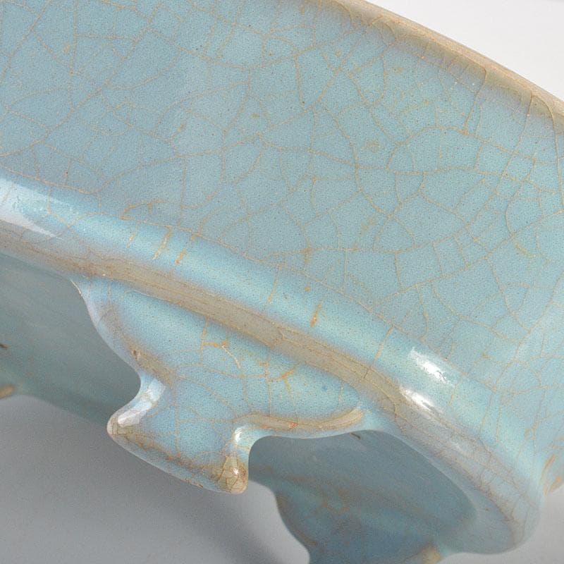 大発　中国　汝窯　天青釉　青磁　水盤　筆洗　水仙盆　C 6728E