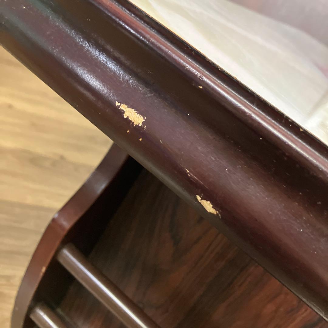 C-4アンティーク センターテーブル 大理石柄天板 マガジンラック付ロー