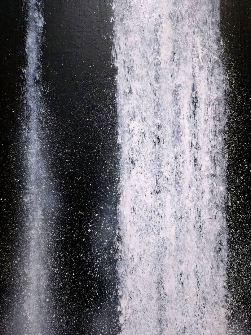 【F20号】千住博【ウォーターフォール】手描き/表サイン・共シール有/岩彩/油彩