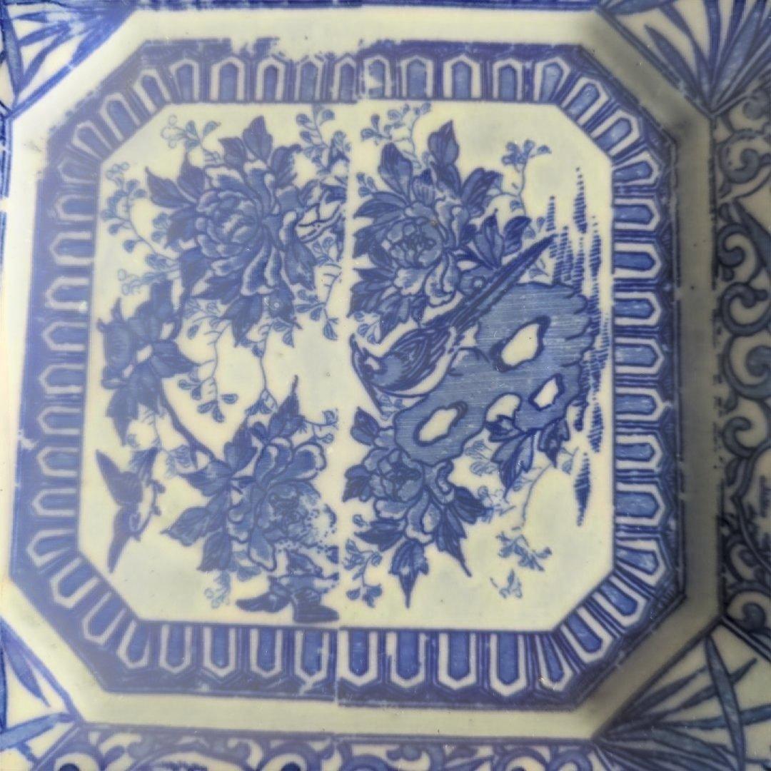 WHITE　骨董　角皿　伊万里　印判　花　7枚