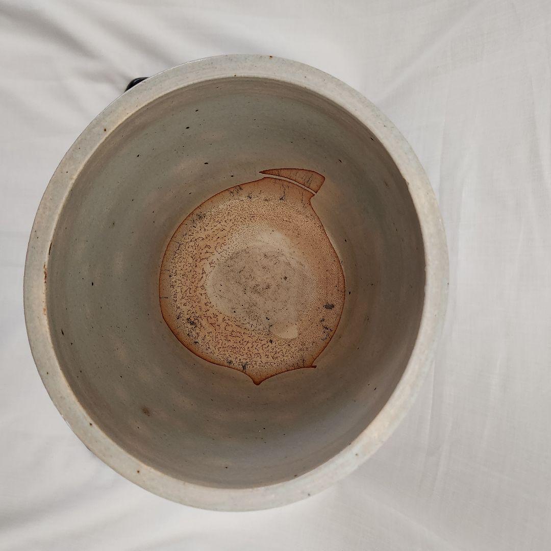 陶器 大きめの火鉢 骨董 茅葺きの家 手描き