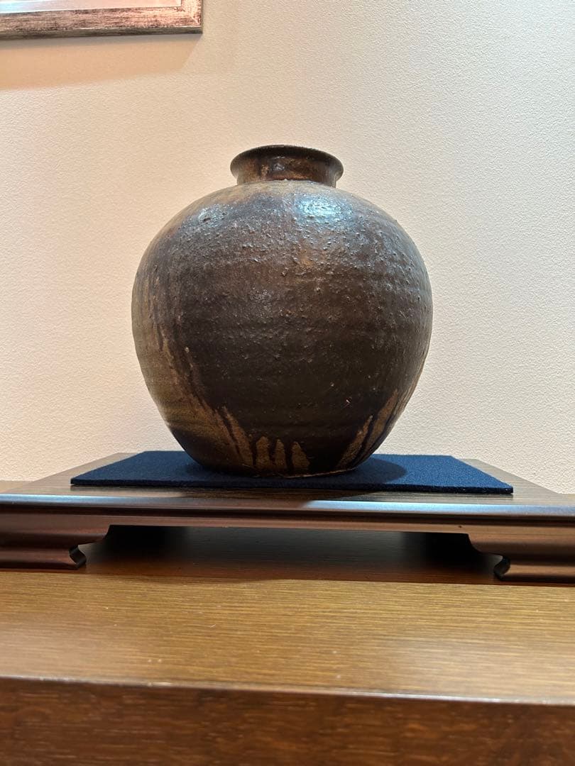 人間国宝藤原啓 備前焼壺 花瓶共箱あり