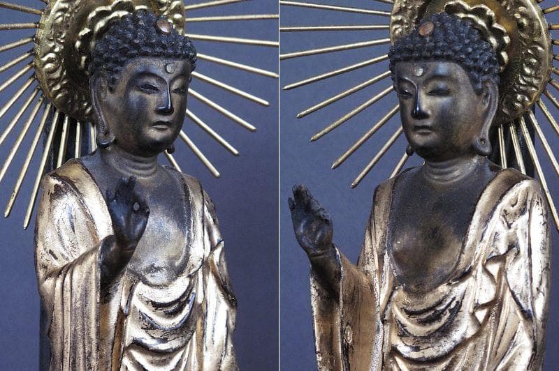 古仏像!!『木造 阿弥陀如来立像』総高33.5㎝ 像高19.5㎝ 仏像