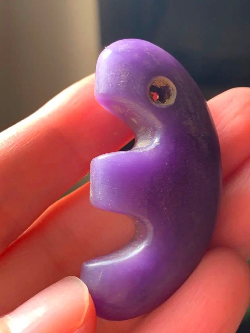 古墳期出土超ろうかん糸魚川紫翡翠勾玉ラベンダー翡翠縄文石器土器根付