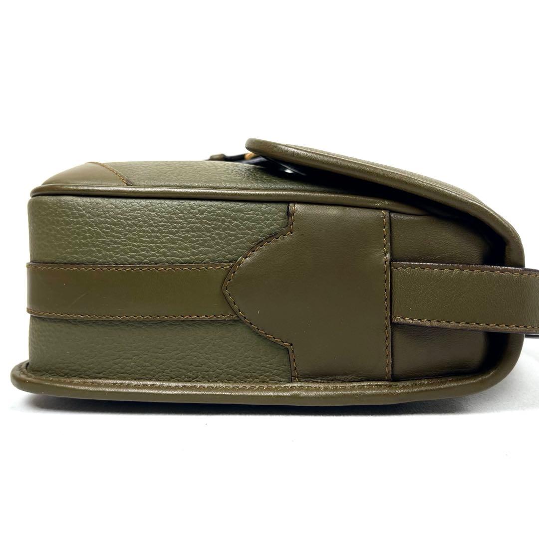 グッチ　ショルダーバッグ　ビンテージ　レザー　極美品　レディース　希少色