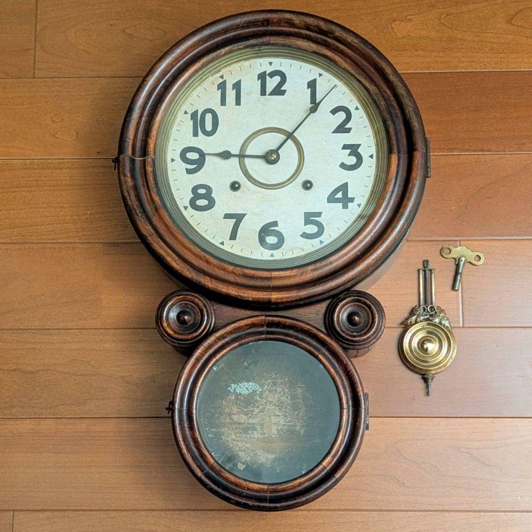 古時計　アンティーク掛時計　ダルマ掛時計 四つ丸　イングラハム　ゼンマイ掛時計