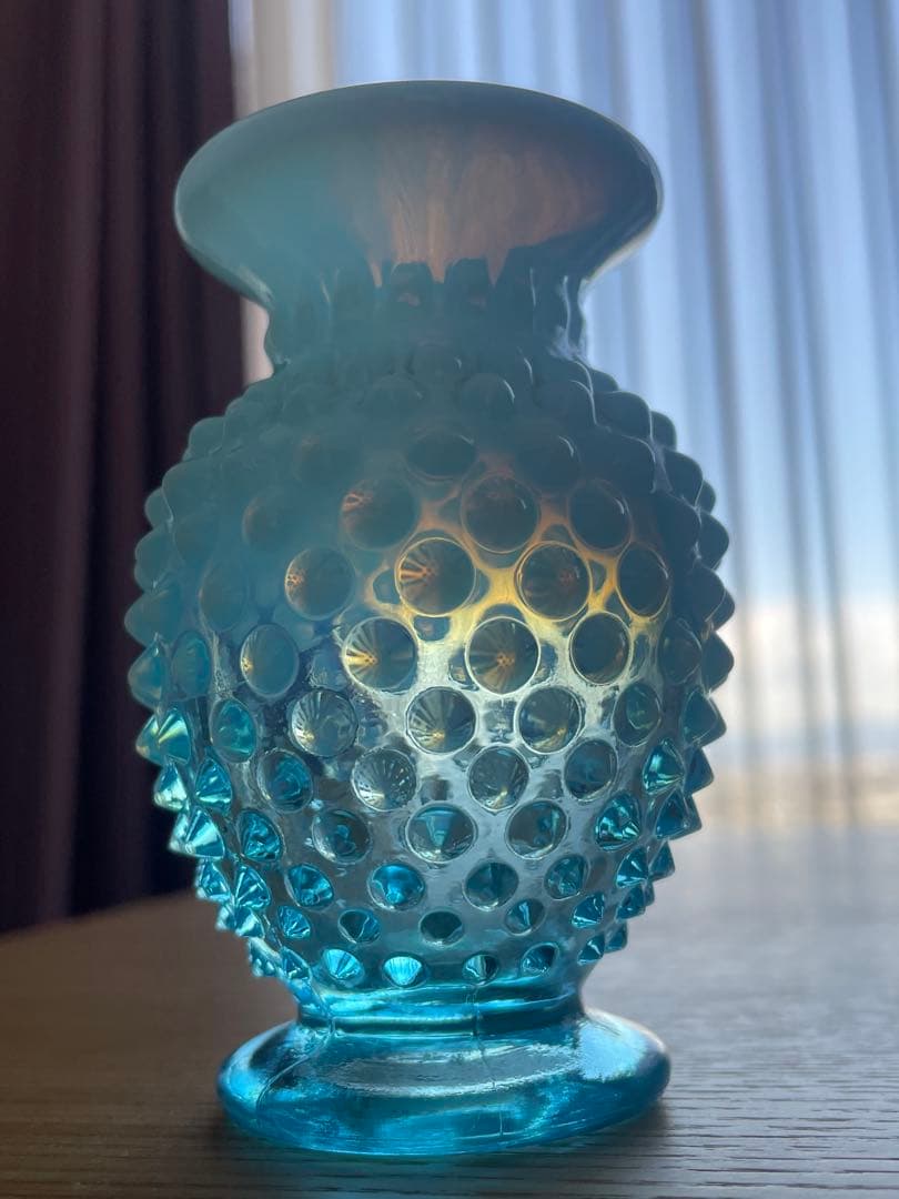 フェントン ブルーオパールセント ホブネイル ミニフラワーベース