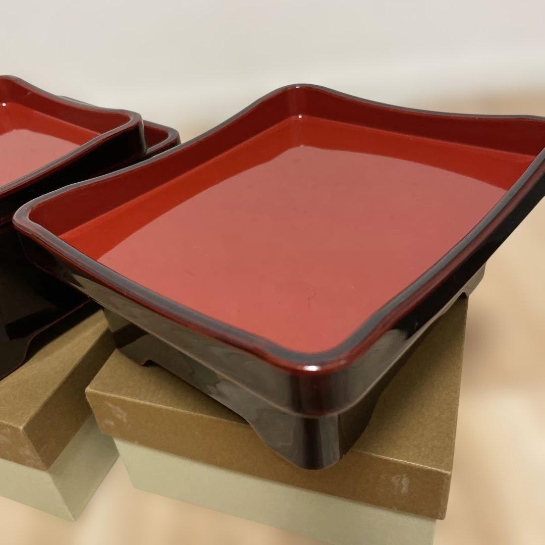 アソベ　漆器 重箱 黒と赤のツートン 箱付き　2個セット