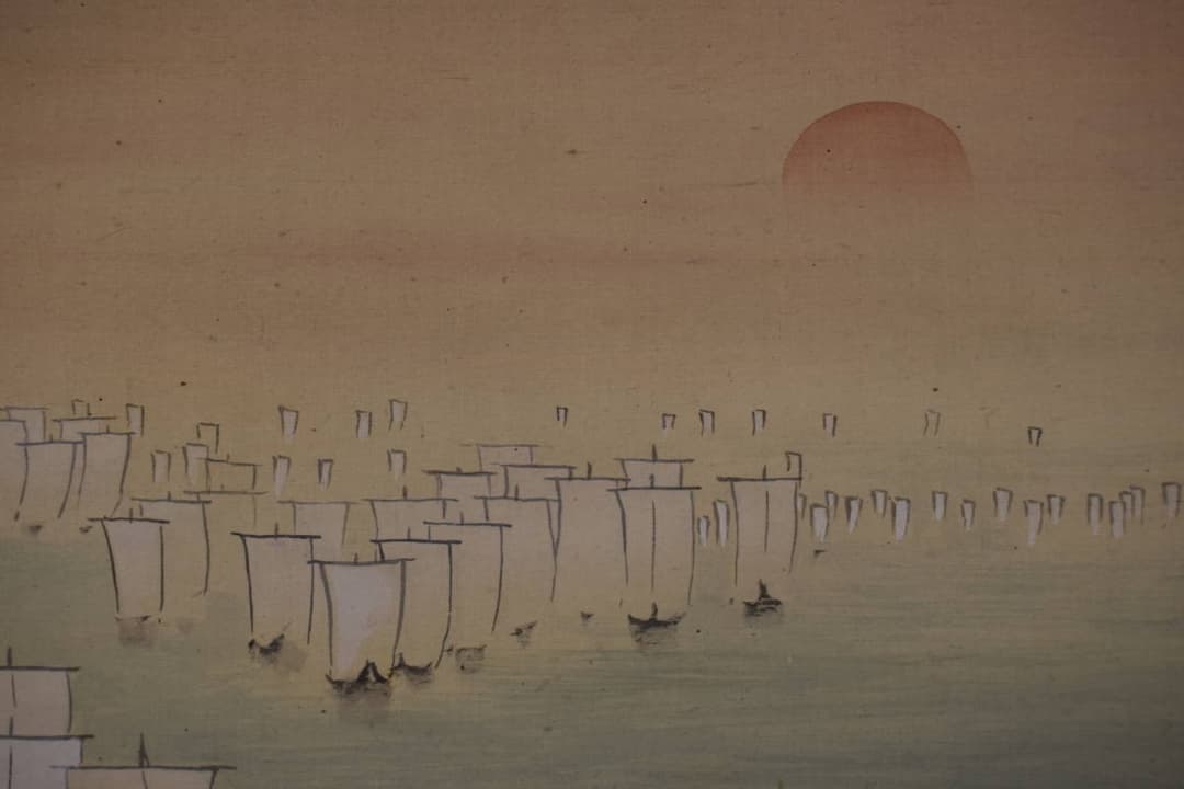 真作】中島醴泉/入舟図/入帆静波図/掛軸☆宝船☆Y-420