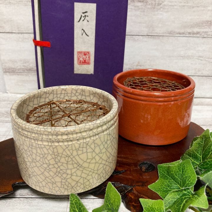 未使用 京焼 灰入れ 川崎和楽 作家物 楽焼 茶道具 香道具 聞香炉 手