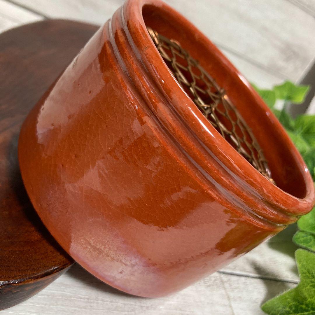 未使用 京焼 灰入れ 川崎和楽 作家物 楽焼 茶道具 香道具 聞香炉 手