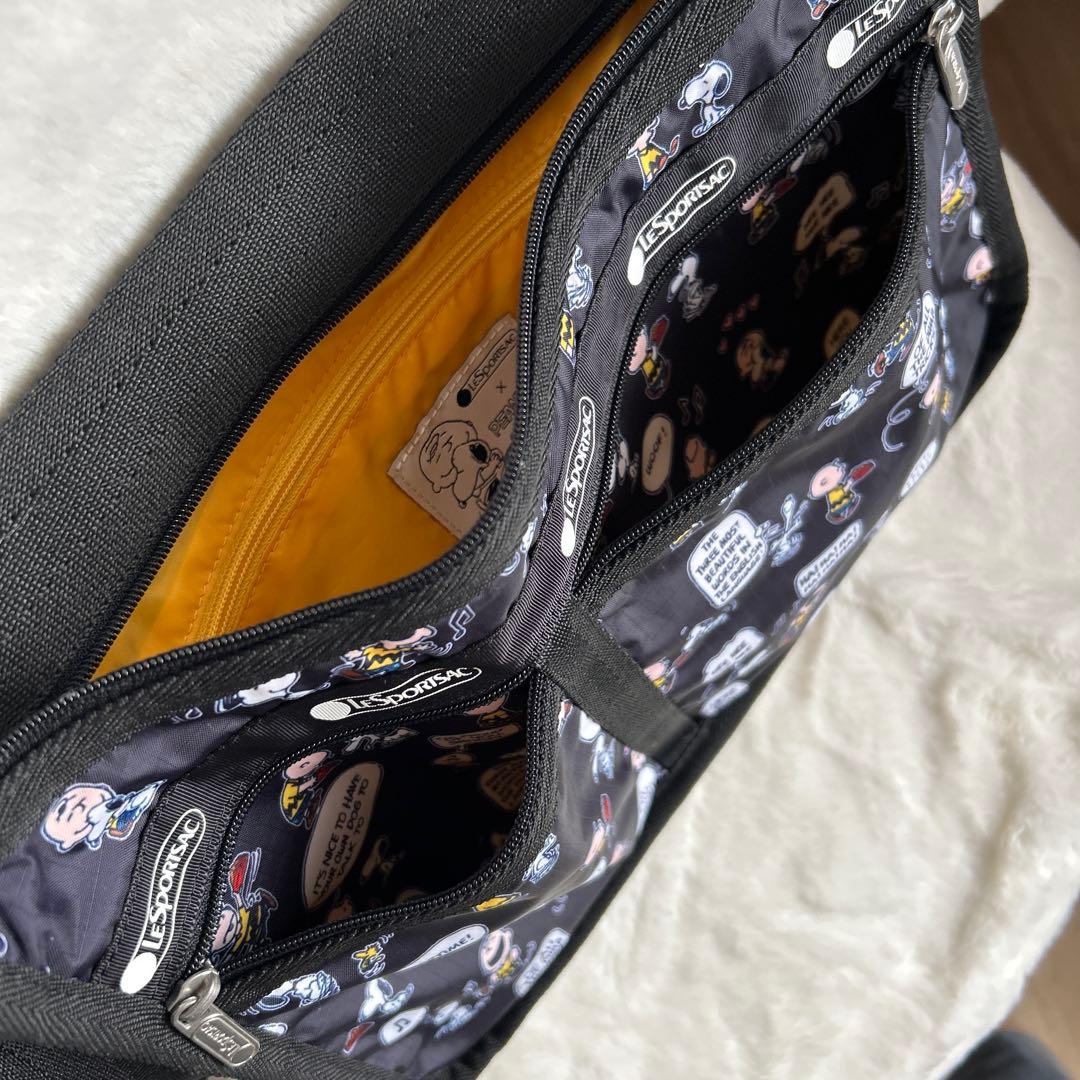 【ポーチ付き】 レスポートサック スヌーピー ショルダー ブラック 黒