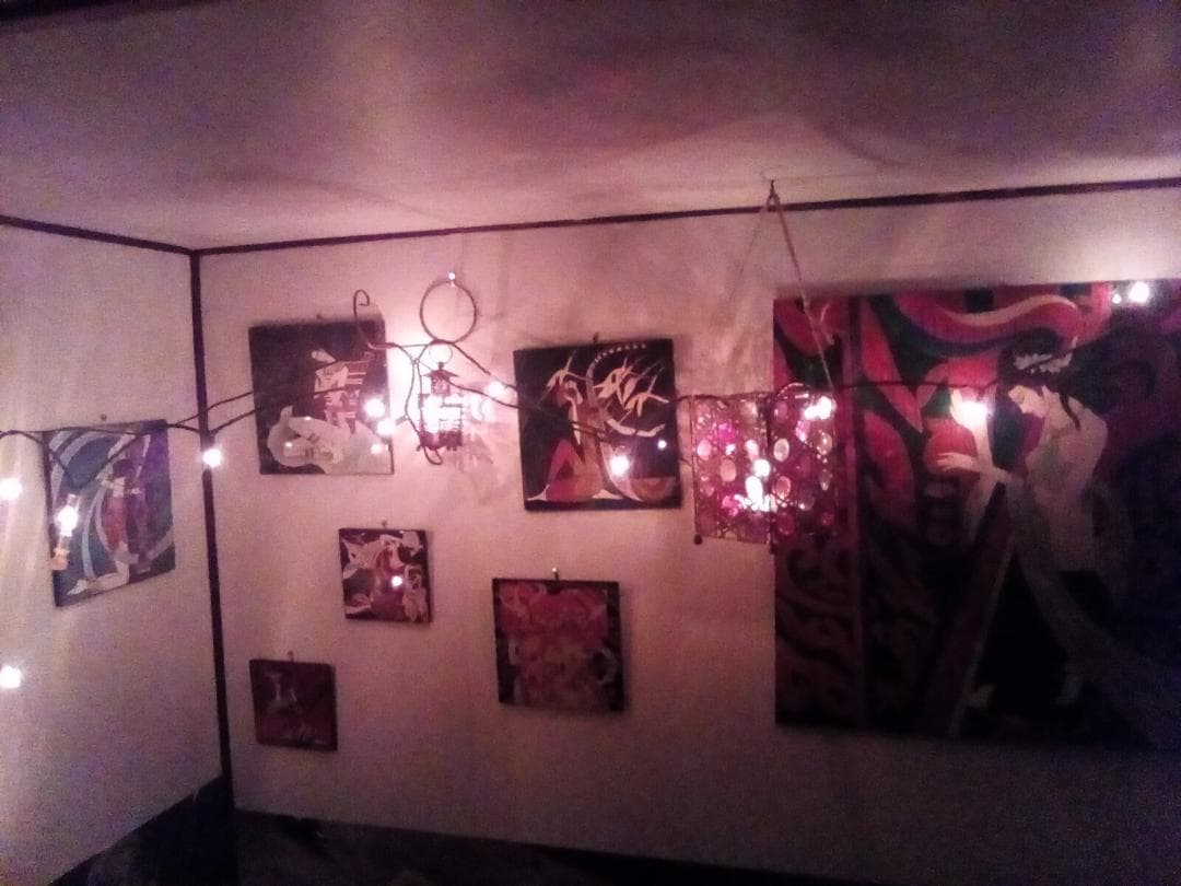 60cm 大型　貝殻アートタイル 竪琴を奏でる。