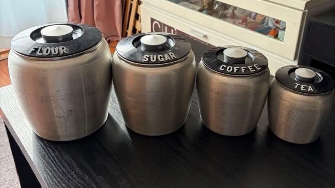 キャニスター4種類レトロ調味料容器セット 使いやすさって、やっぱり