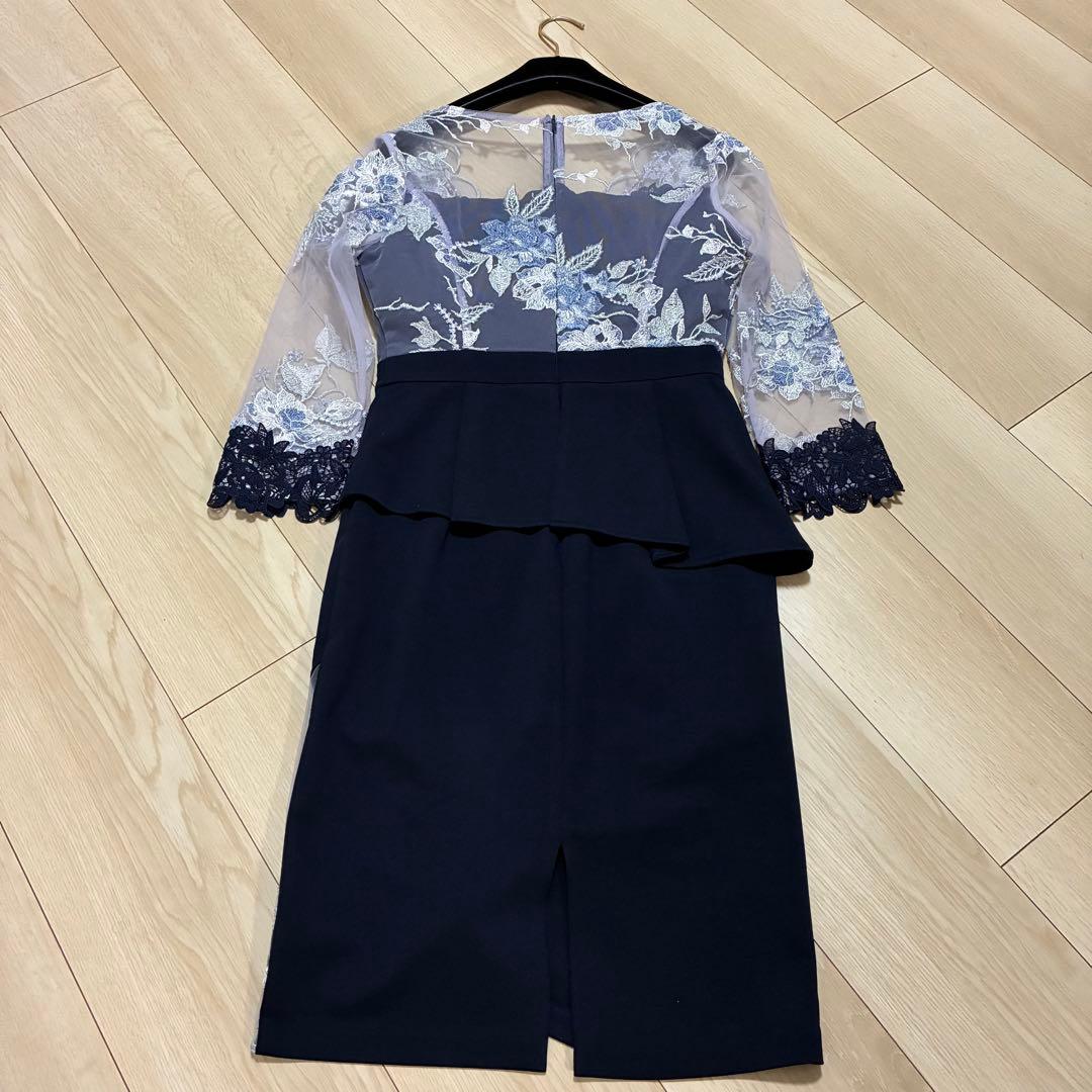 極美品✨ソブレ キャバドレス ビジュー ペプラム タイトドレス ネイビー M