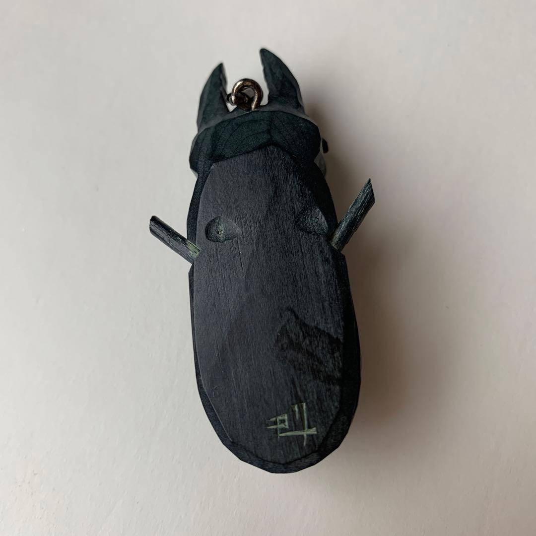 木製 アイヌ 木彫 砂澤ビッキ風 クワガタ虫 からくり ペンダントヘッド