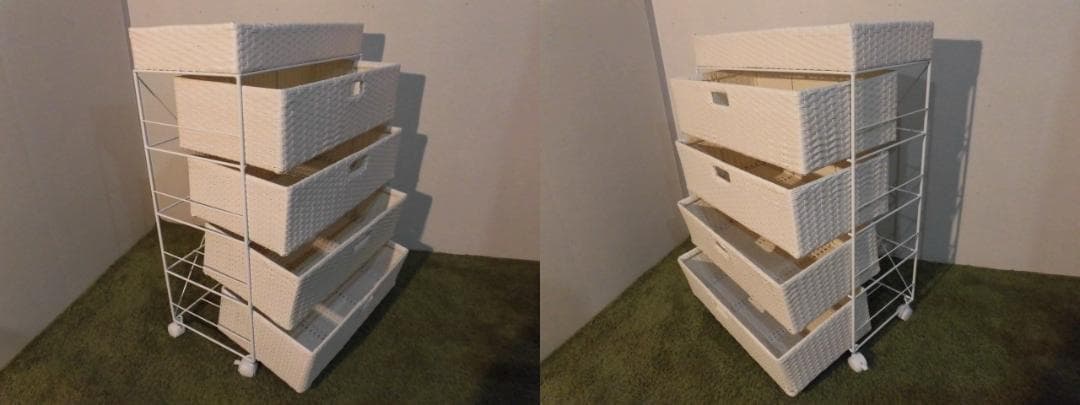 【送料無料・新品】ラタン風★サニタリー★ワイドランドリーチェスト【ホワイト】