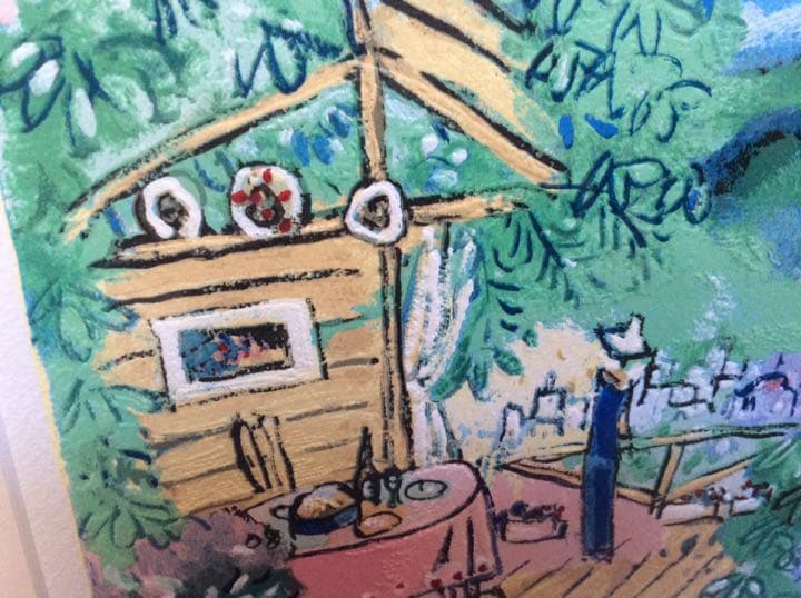 人気シルクスクリーン版画★平野 琳人「ログハウスブランチ」〜直筆サイン