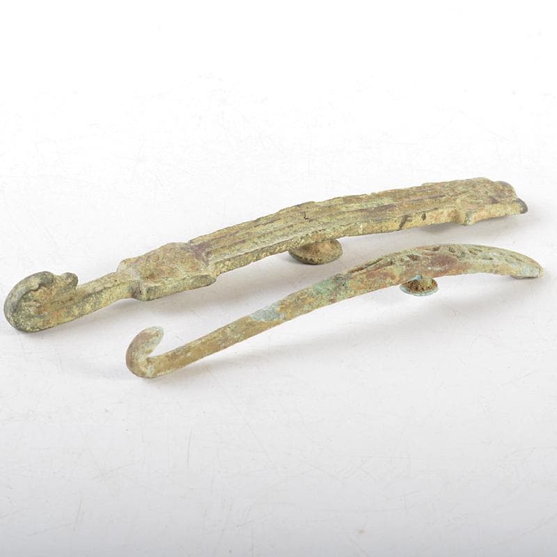 中国 古銅青銅 帯鈎 筆架 2点まとめて V R6064