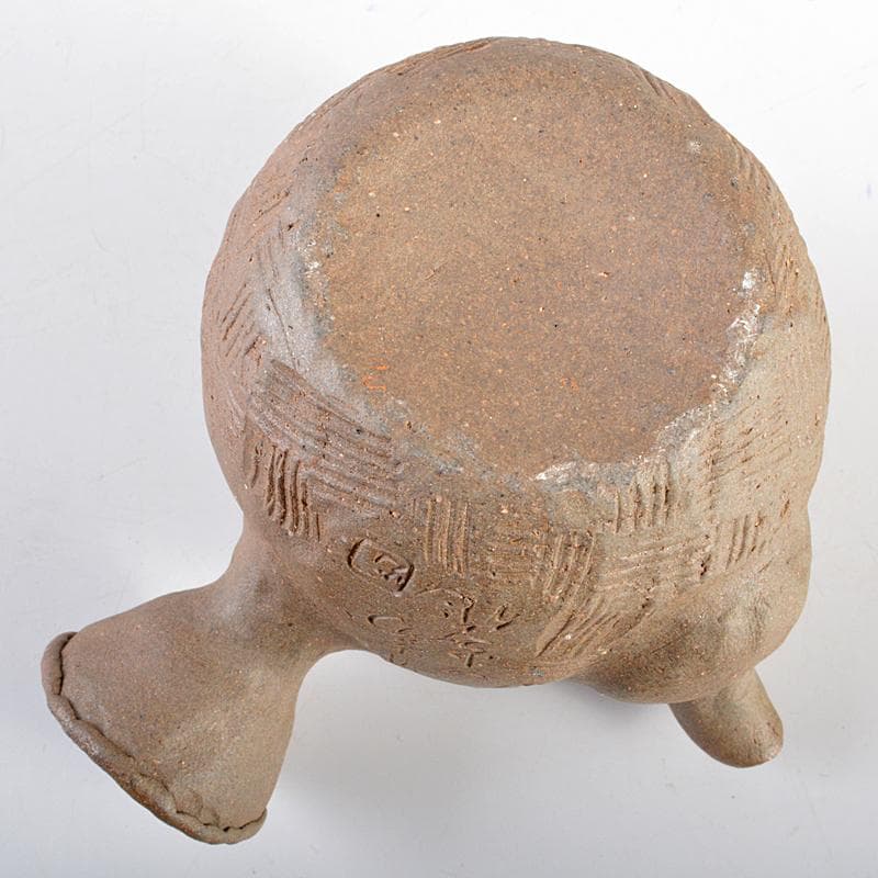 煎茶道具萬古焼古稀一光作手捻横手急須茶壷DR5552