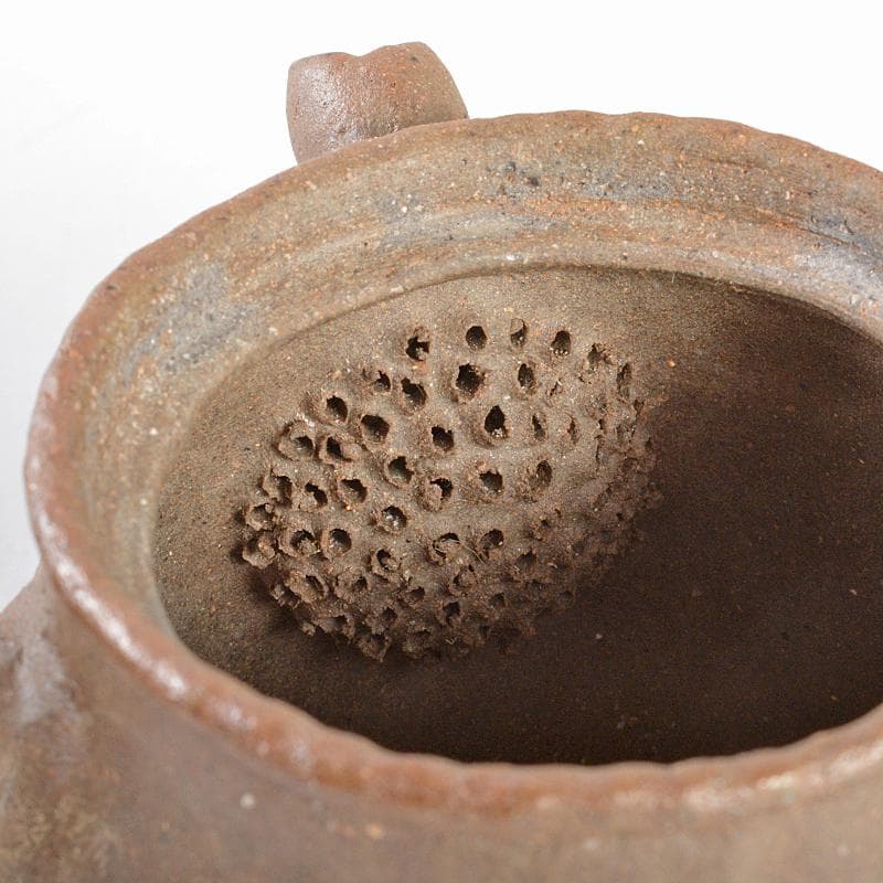 煎茶道具萬古焼古稀一光作手捻横手急須茶壷DR5552