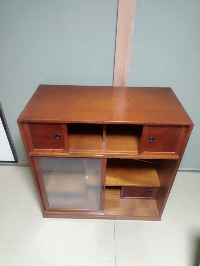 茶箪笥/昭和レトロ/ガラス扉付き/食器棚/棚/和風家具/キャビネット