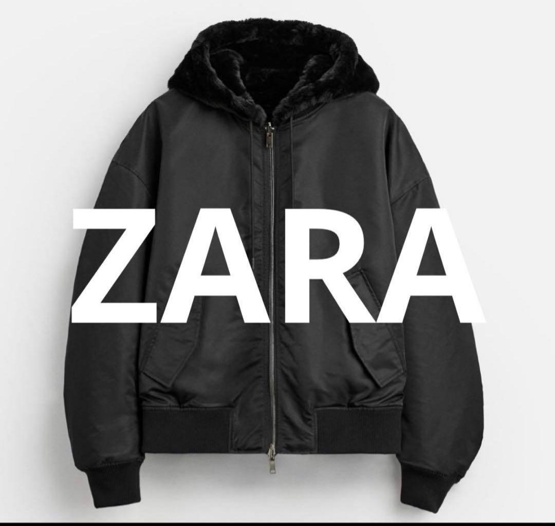 ZARA（ザラ）リバーシブル ボンバージャケット ブラック ファー - メルカリ