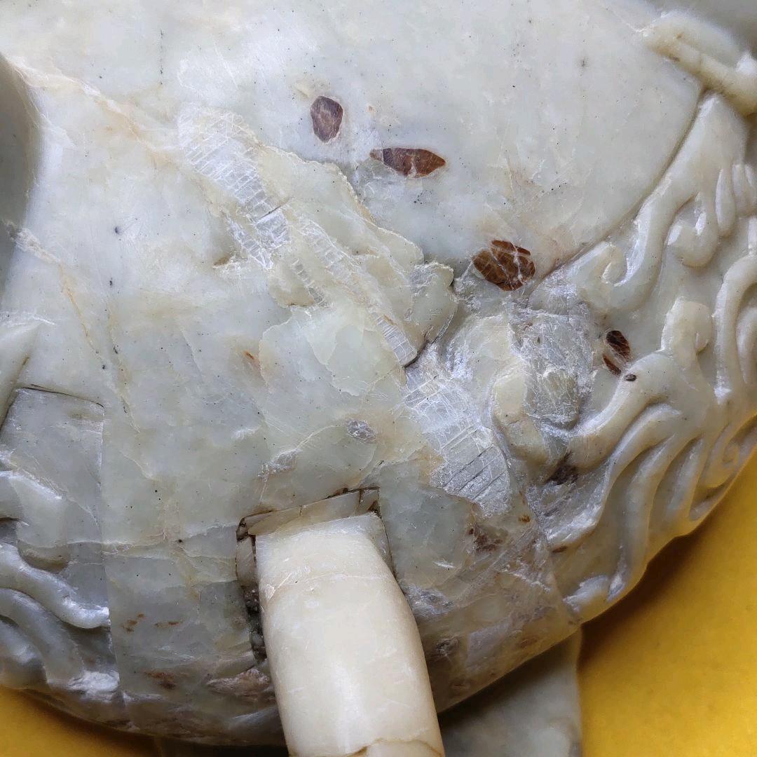 玉石彫刻 遊環香炉 木彫り台 共箱 石細工 アンティーク 旧家蔵出 風水