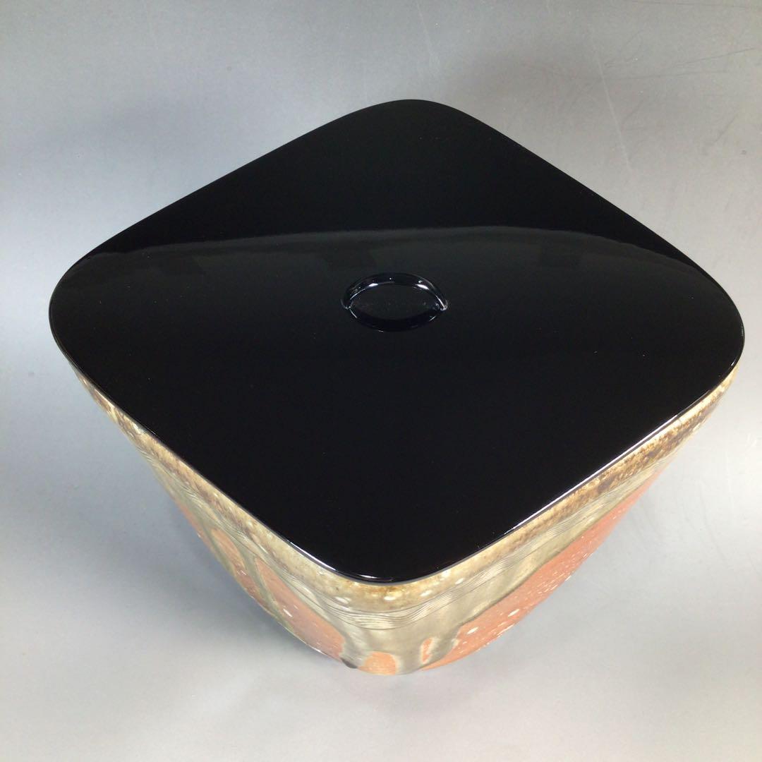 N244菱水指『信楽焼』『保庭楽入造』『久田宗也尋牛斎箱書』共箱