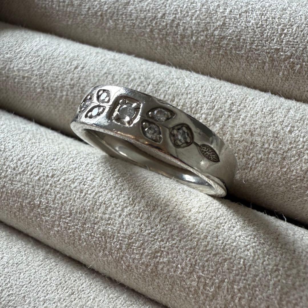 agate SILVER Pt200 ダイヤモンド リング 11 号0.08