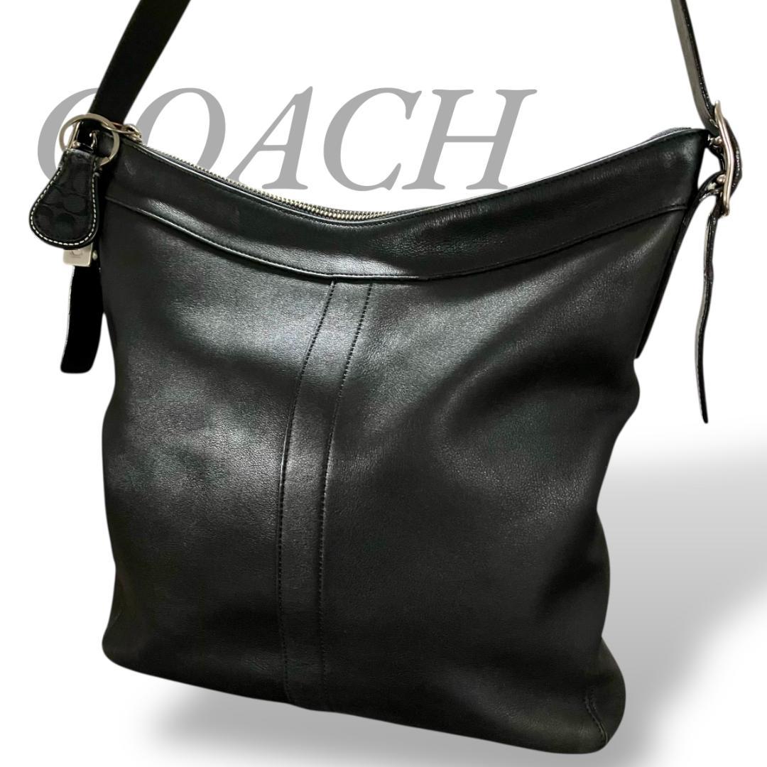 COACH オールドコーチ オールレザー ショルダーバッグ ブラック 斜め掛け