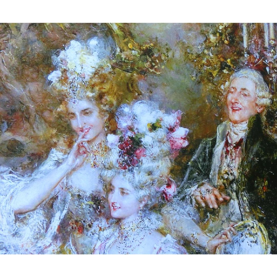 中世ヨーロッパ貴族を描いたロココ額絵 W65cm H55cm - メルカリ 中世