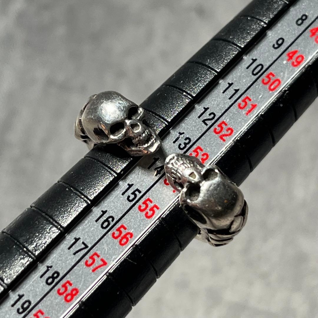 14号　CRAZY PIG TWO SKULLS RING silver925