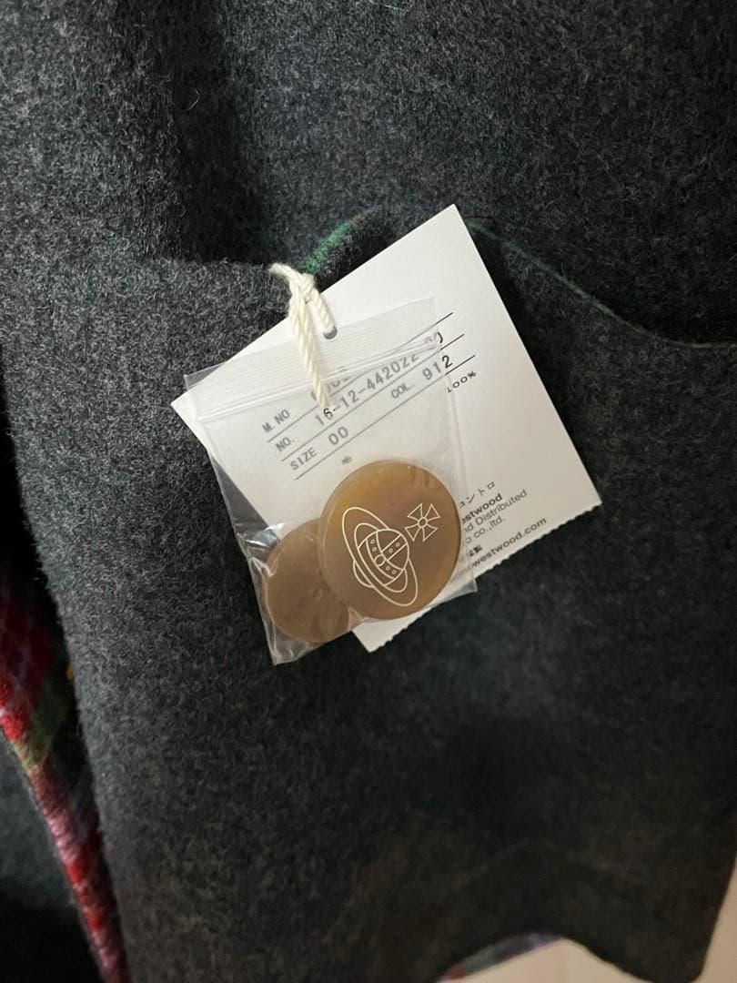 Vivienne Westwood タータンチェックリバーダブルコート グレー