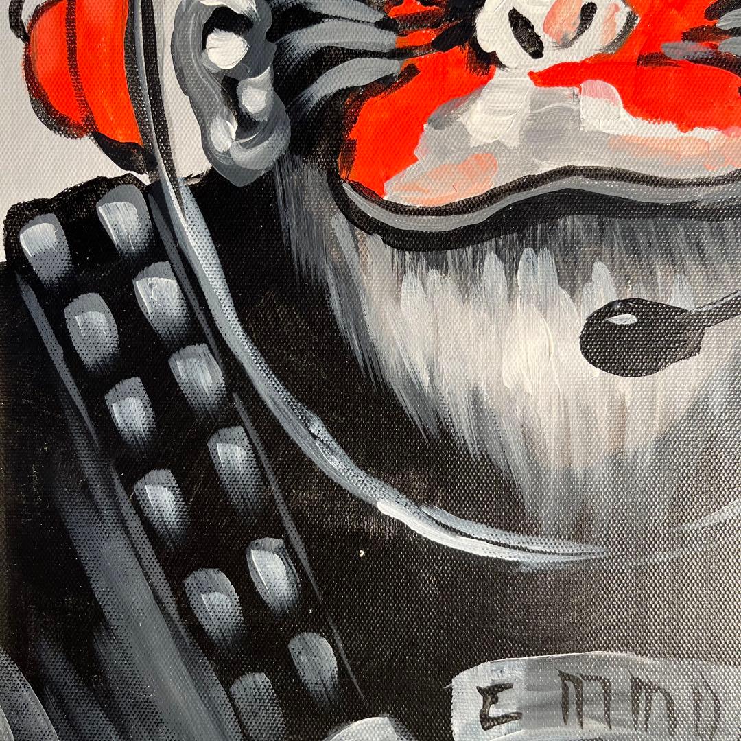 手書き油絵 astronaut monkey絵画 額付き インテリア 油彩画