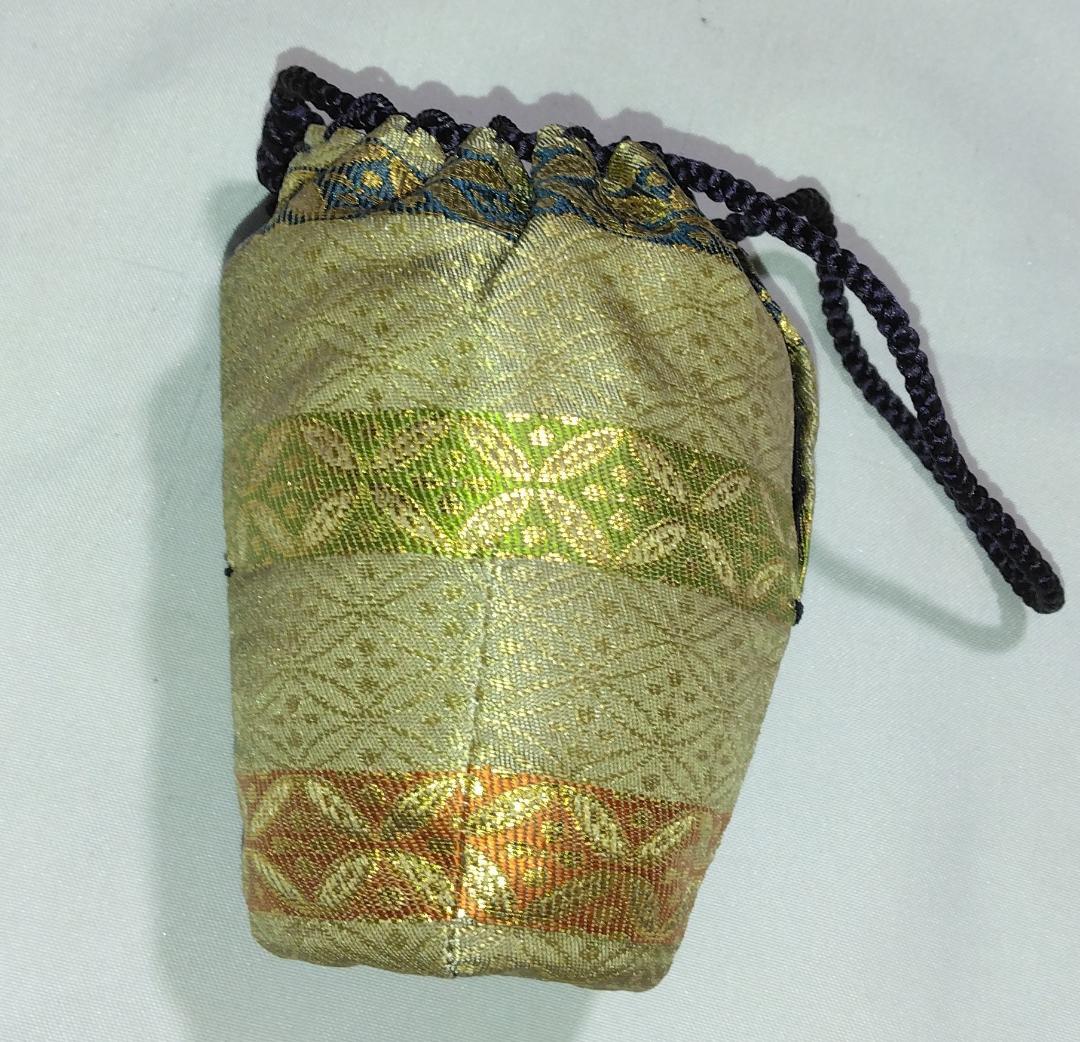 茶道具 京都洛東 桶谷定一作 肩衝茶入 段七宝紋仕覆付き