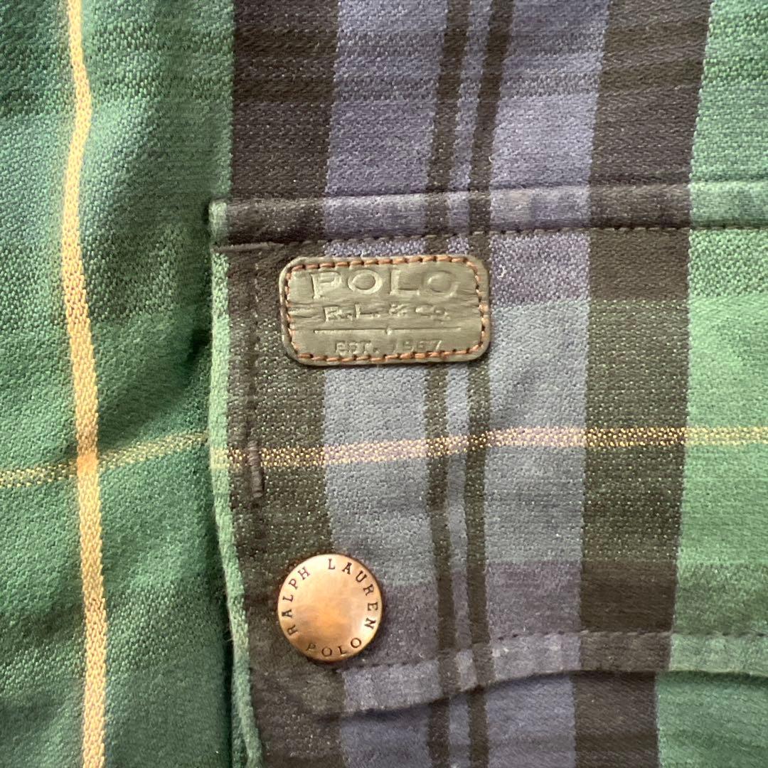 ポロバイラルフローレン　チェック柄　オイルジャケット　ハンティングジャケット　S