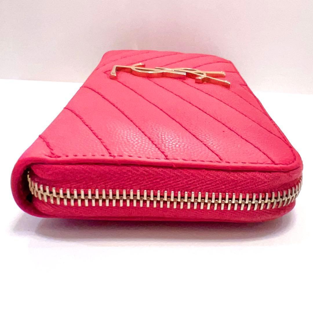 サンローラン 長財布 カサンドラ ラウンドファスナー キャビアスキン