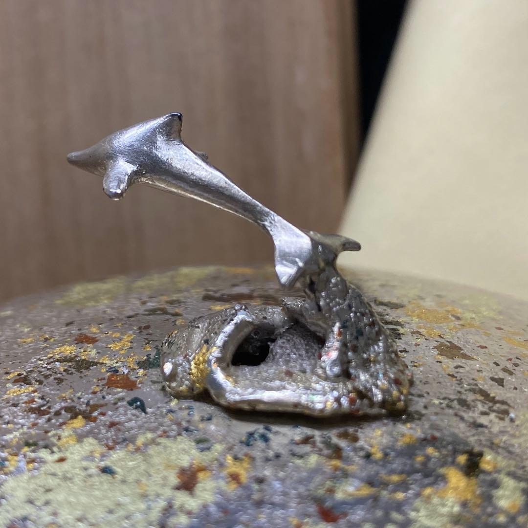 純銀刻印 宮田亮平 南鐐金彩イルカ小箱 共箱 293g/口径8.5㎝ 純銀刻印