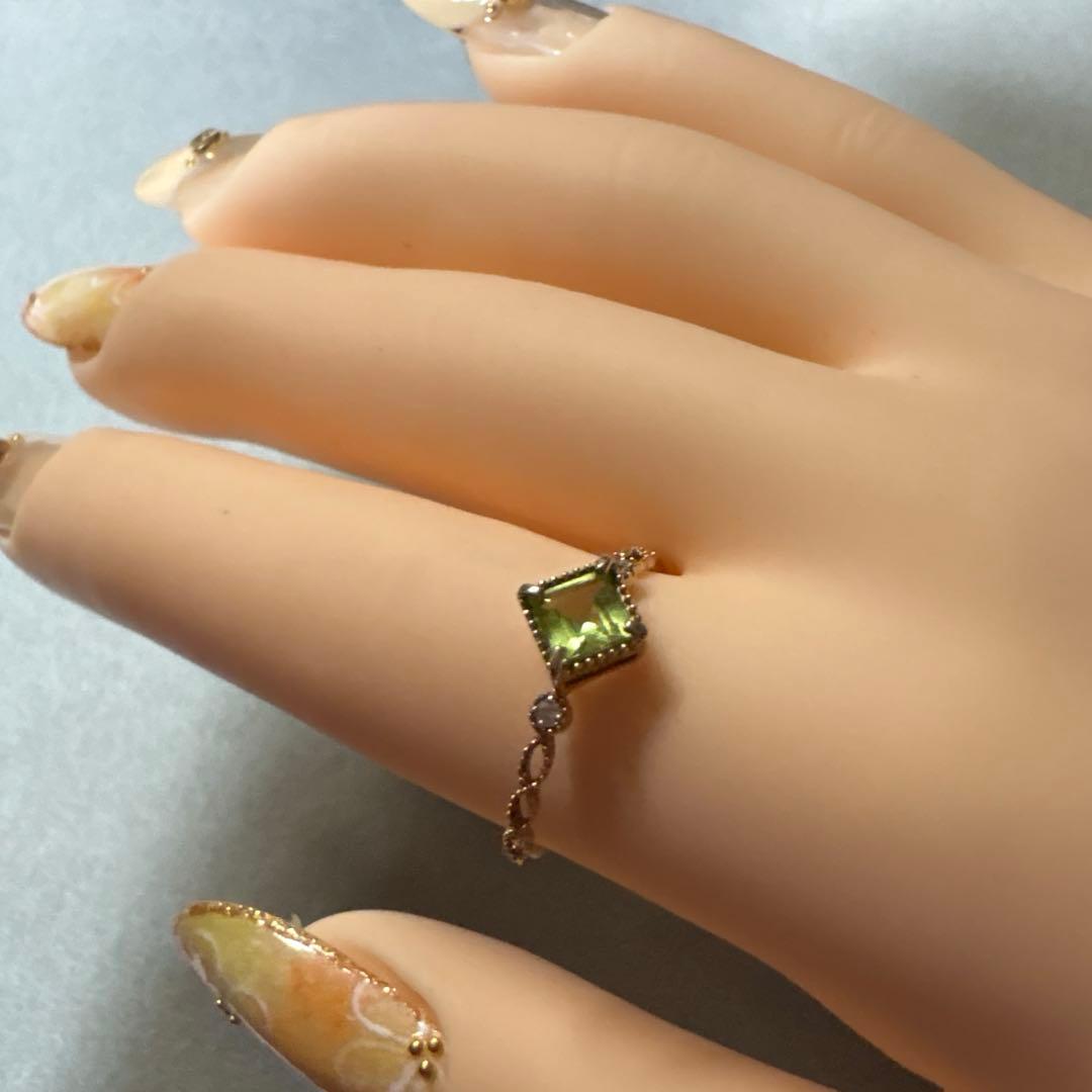 ⭐️本日限定価格！K10 ♡ ペリドット スクエアリング 約13.5号