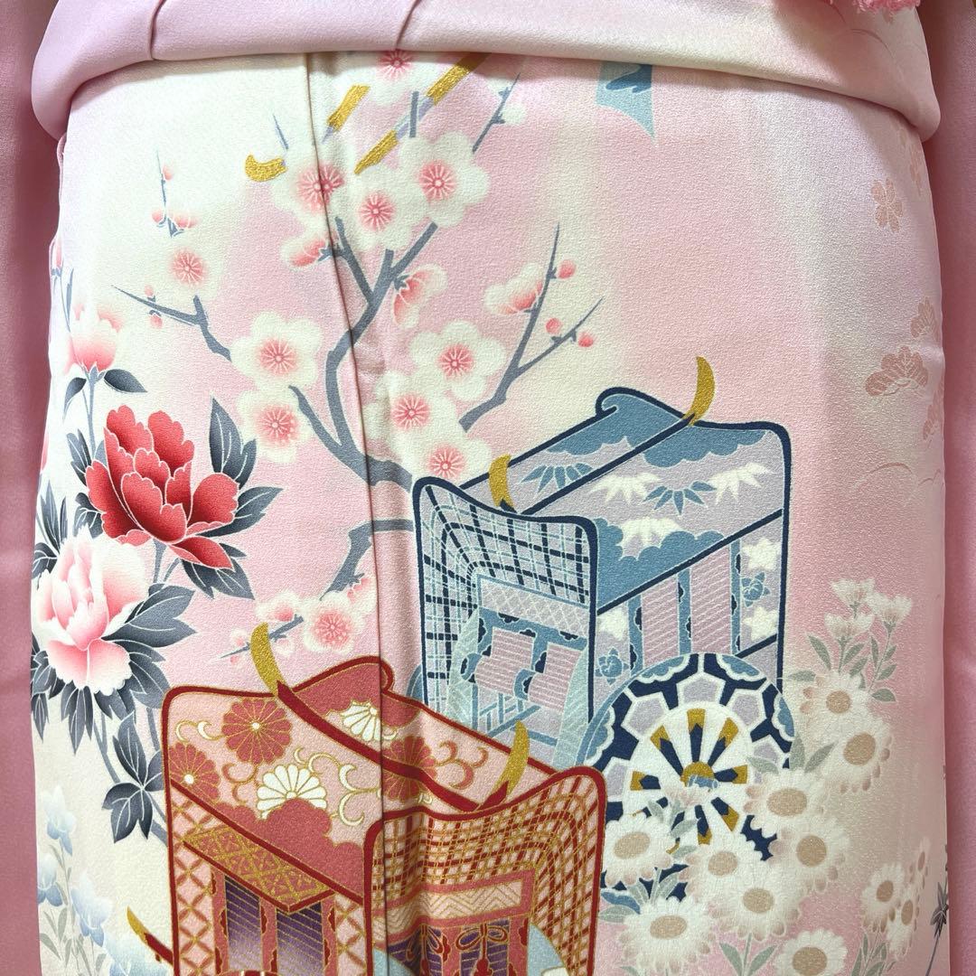 392 振袖フルセット 正絹 薄桃 薄紫 白 ピンク ラベンダー 金彩 暈し