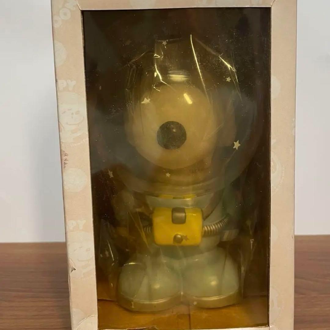 未使用/廃盤】宇宙服スヌーピー ソフビ レトロ 貯金箱 箱付き