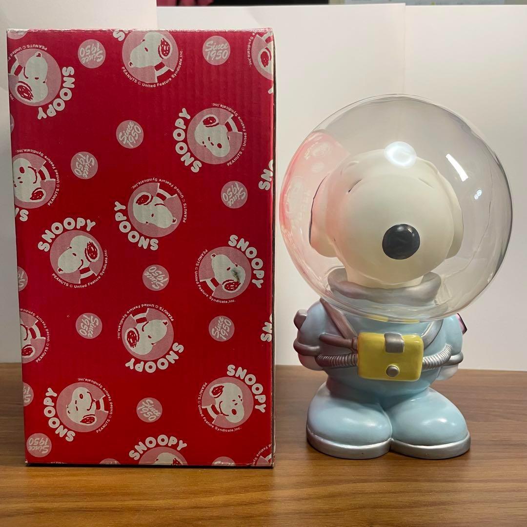 未使用/廃盤】宇宙服スヌーピー ソフビ レトロ 貯金箱 箱付き