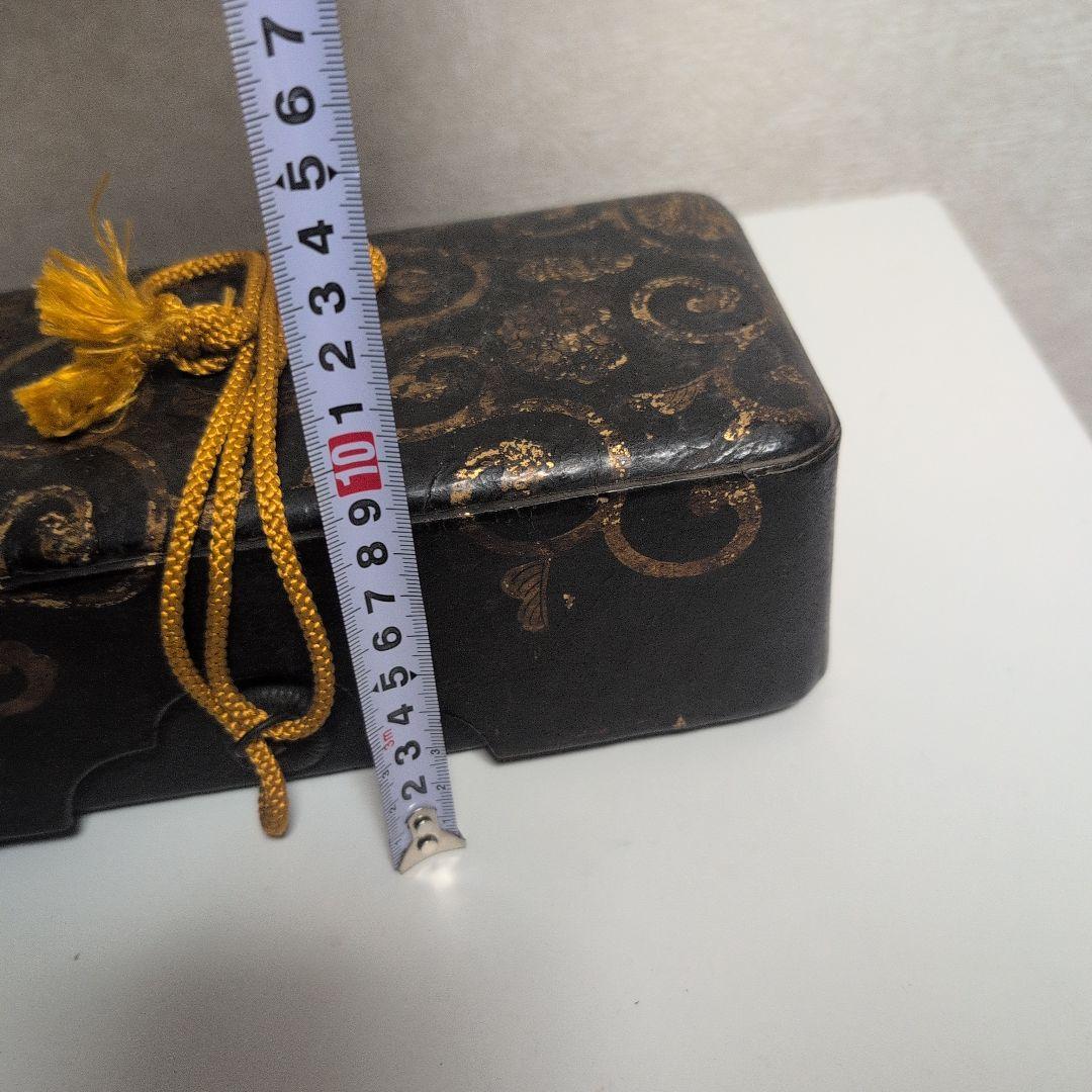 時代物　梨木　文箱　漆箱　漆器 収納箱 金色模様