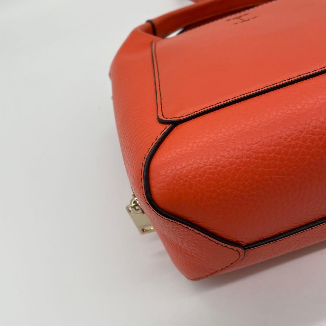【未使用級】フルラ　2way ジルダ バッグ　ロゴ型押し　レザー　オレンジ