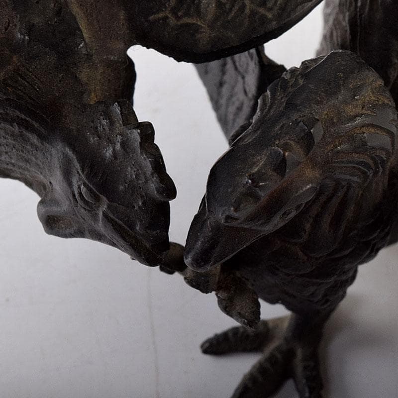 中国　古銅　鳥　置物　一對　C　7581